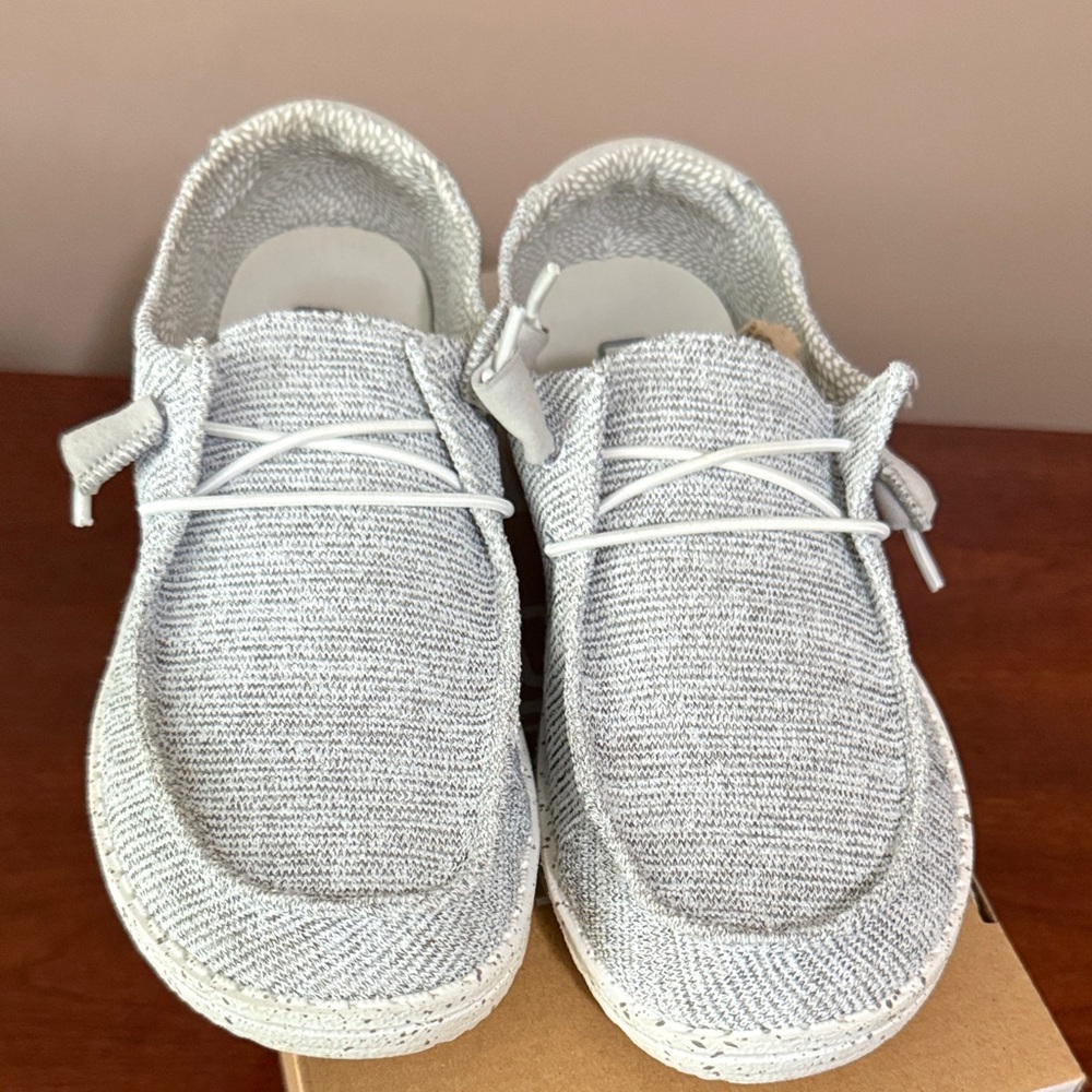 Hey Dude Women's Soft Gray Knit Moccasins